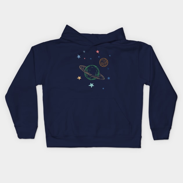 Jupiter and Saturn the great Conjunction Kids Hoodie by Mande Art